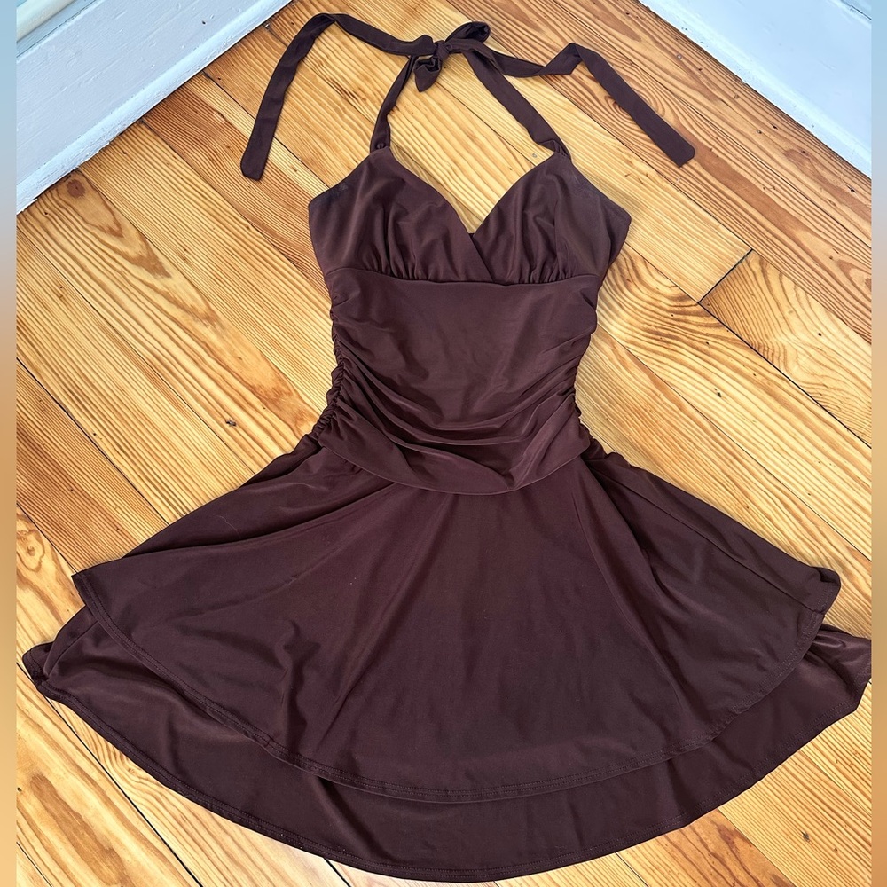 Windsor Chocolate Halter Mini Dress